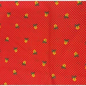 Vintage Red Floral Knit Fabric 3 Yards 70s Stretch Dressmaking Textile